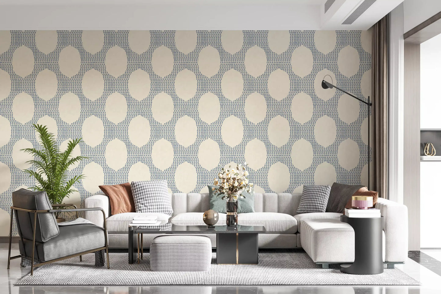 Strandiger Boho Schieferblauer Mosaik-Tapete