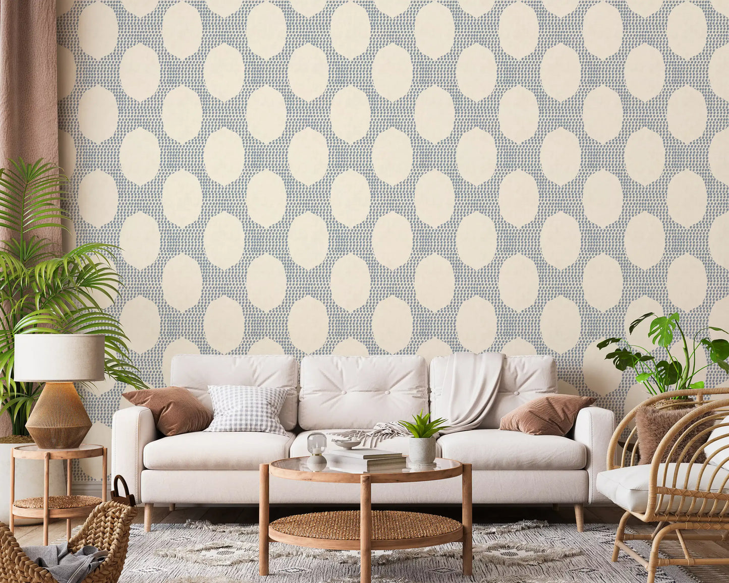 Strandiger Boho Schieferblauer Mosaik-Tapete