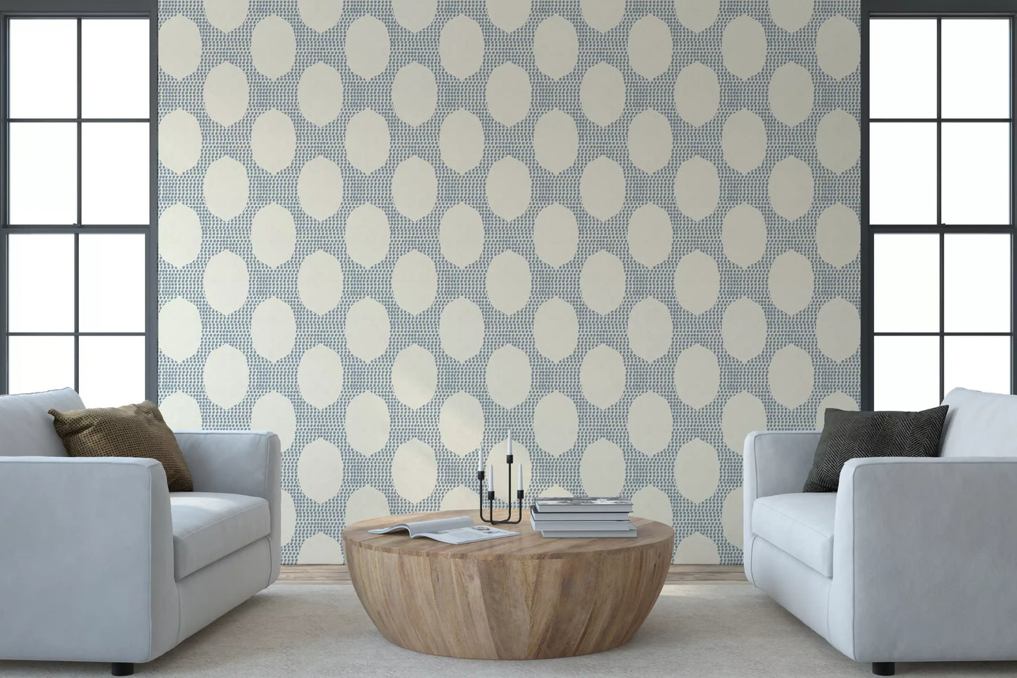 Strandiger Boho Schieferblauer Mosaik-Tapete