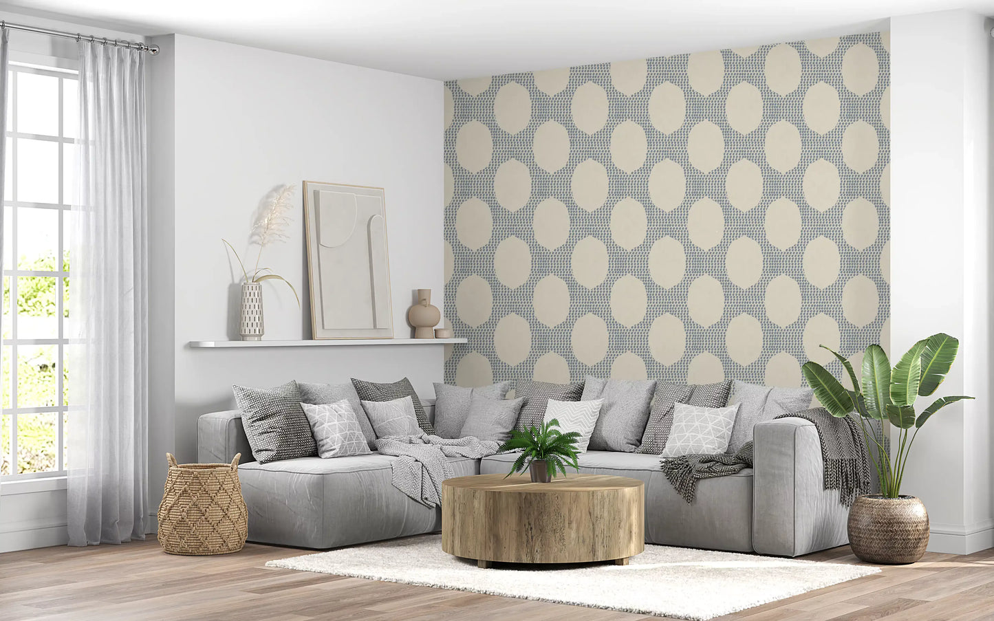 Strandiger Boho Schieferblauer Mosaik-Tapete
