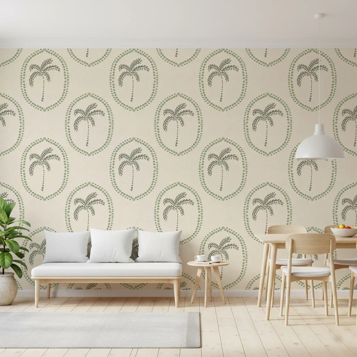 Papel Tapiz Medallón Verde Costal Oasis Bohemio Playero