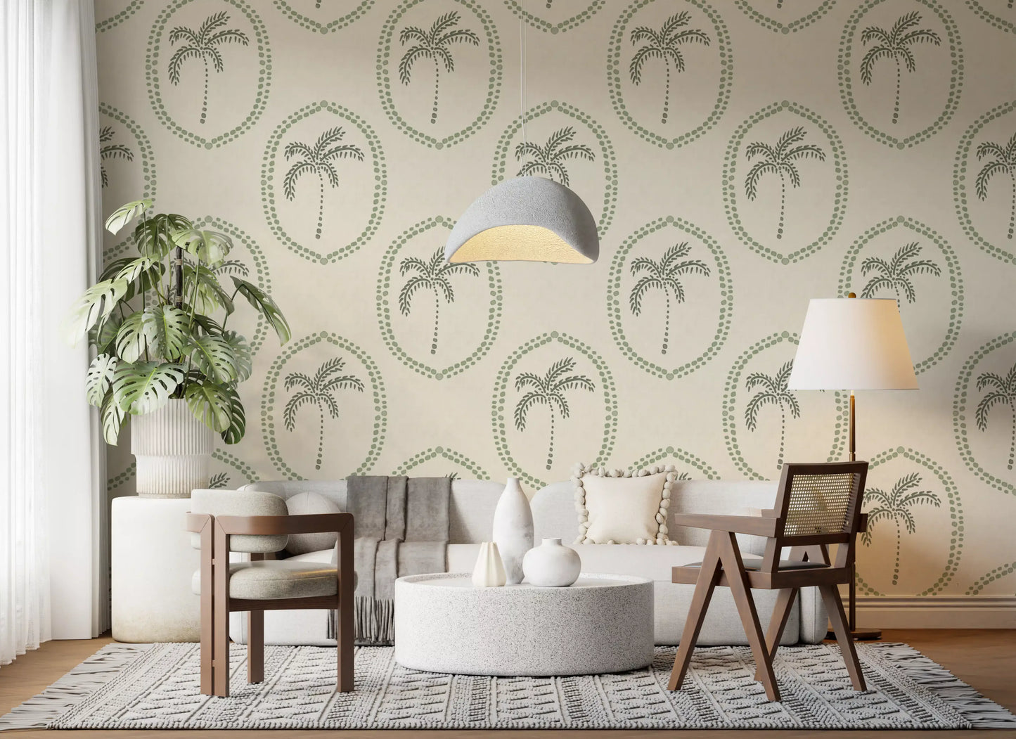 Papel Tapiz Medallón Verde Costal Oasis Bohemio Playero