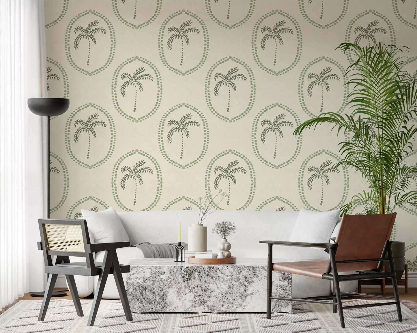 Papel Tapiz Medallón Verde Costal Oasis Bohemio Playero