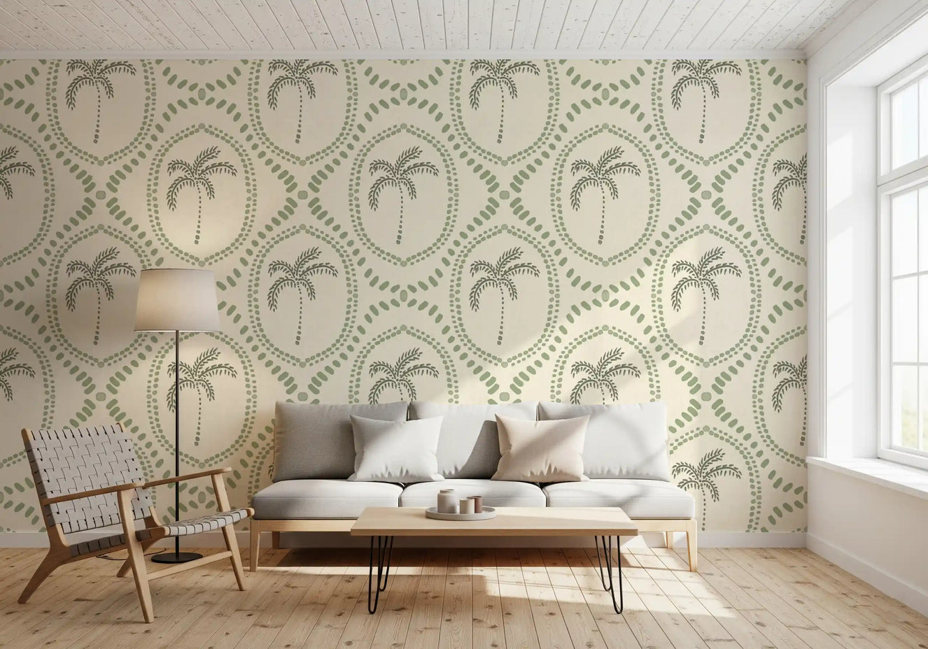 Beachy Boho Palm Oasis Kystgrønn Tapet