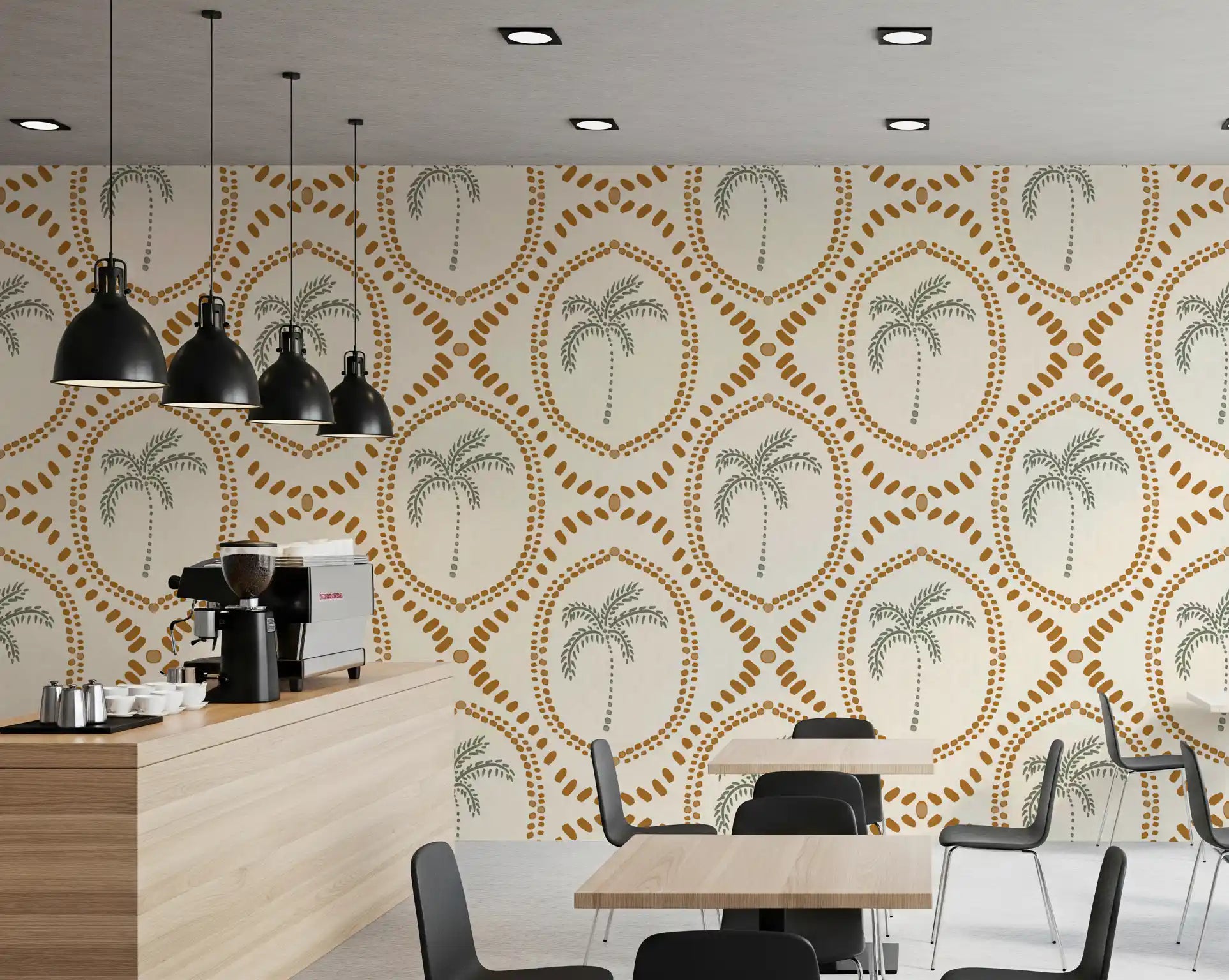 Cafe aesthetic enhanced nicely by this beautiful golden wallpaper background