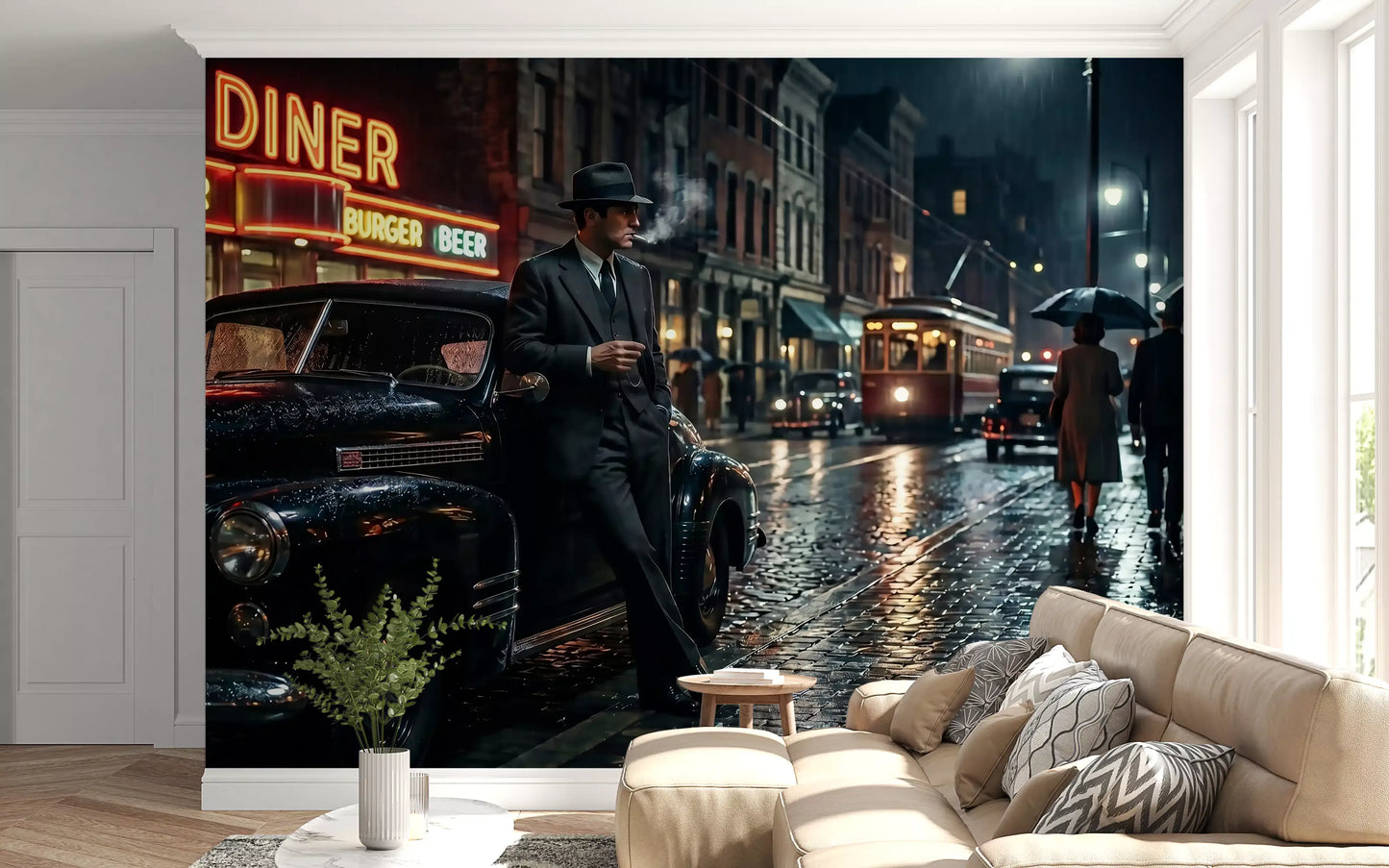 Rainy City Noir veggmaleri