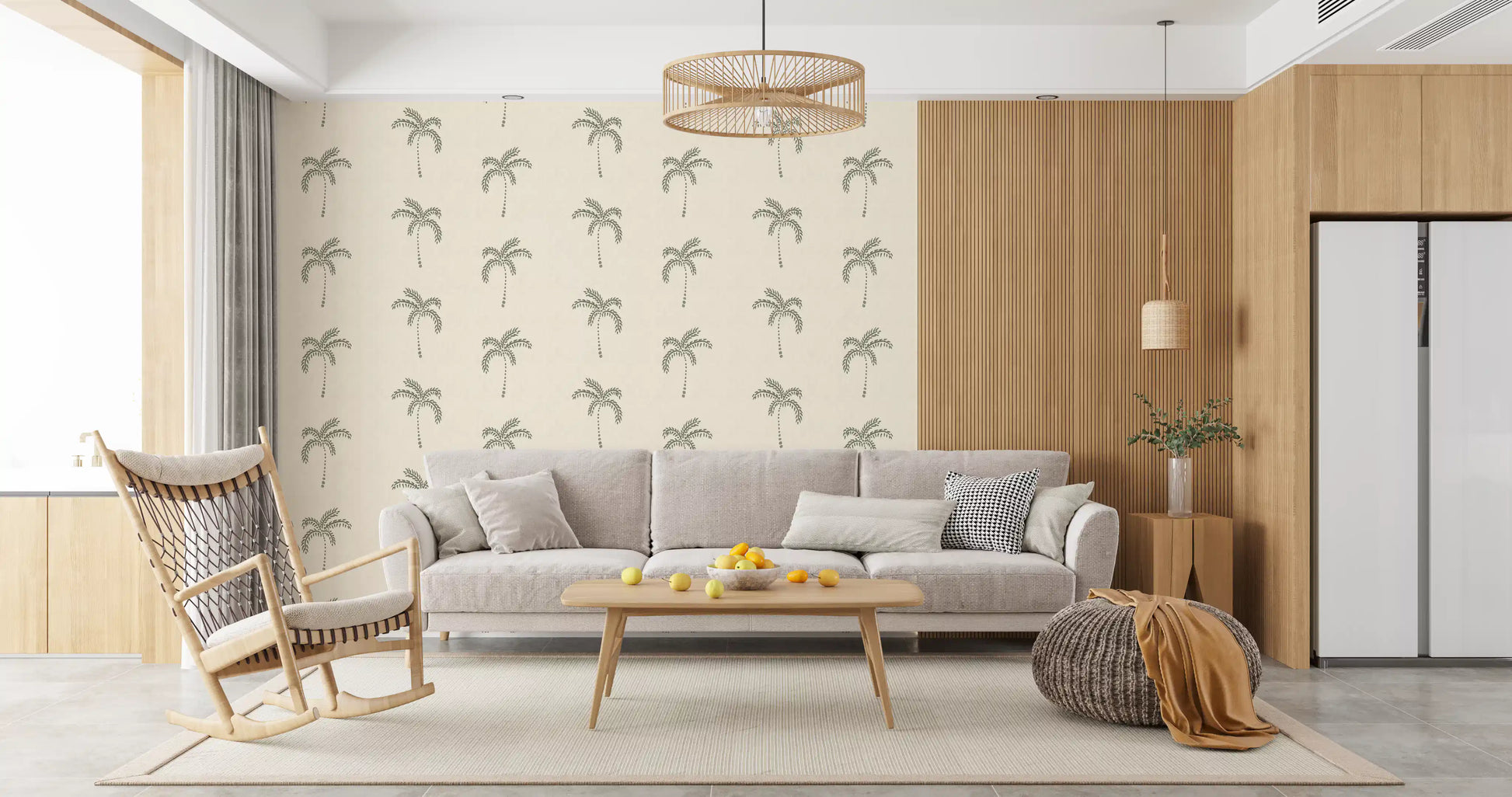 Organic lines form the simple pattern of this Tropical wallpaper.