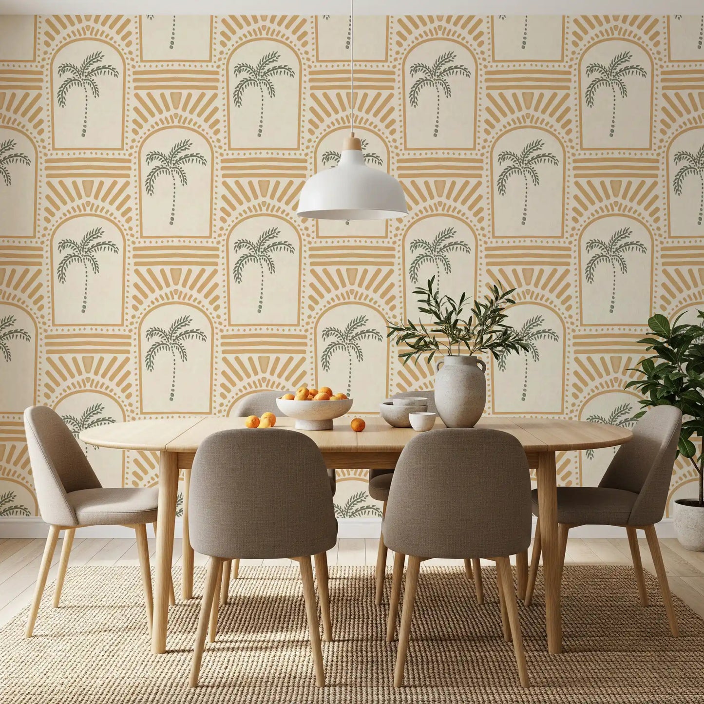 Tropisk palme Art Deco buegang sand tapet⁠