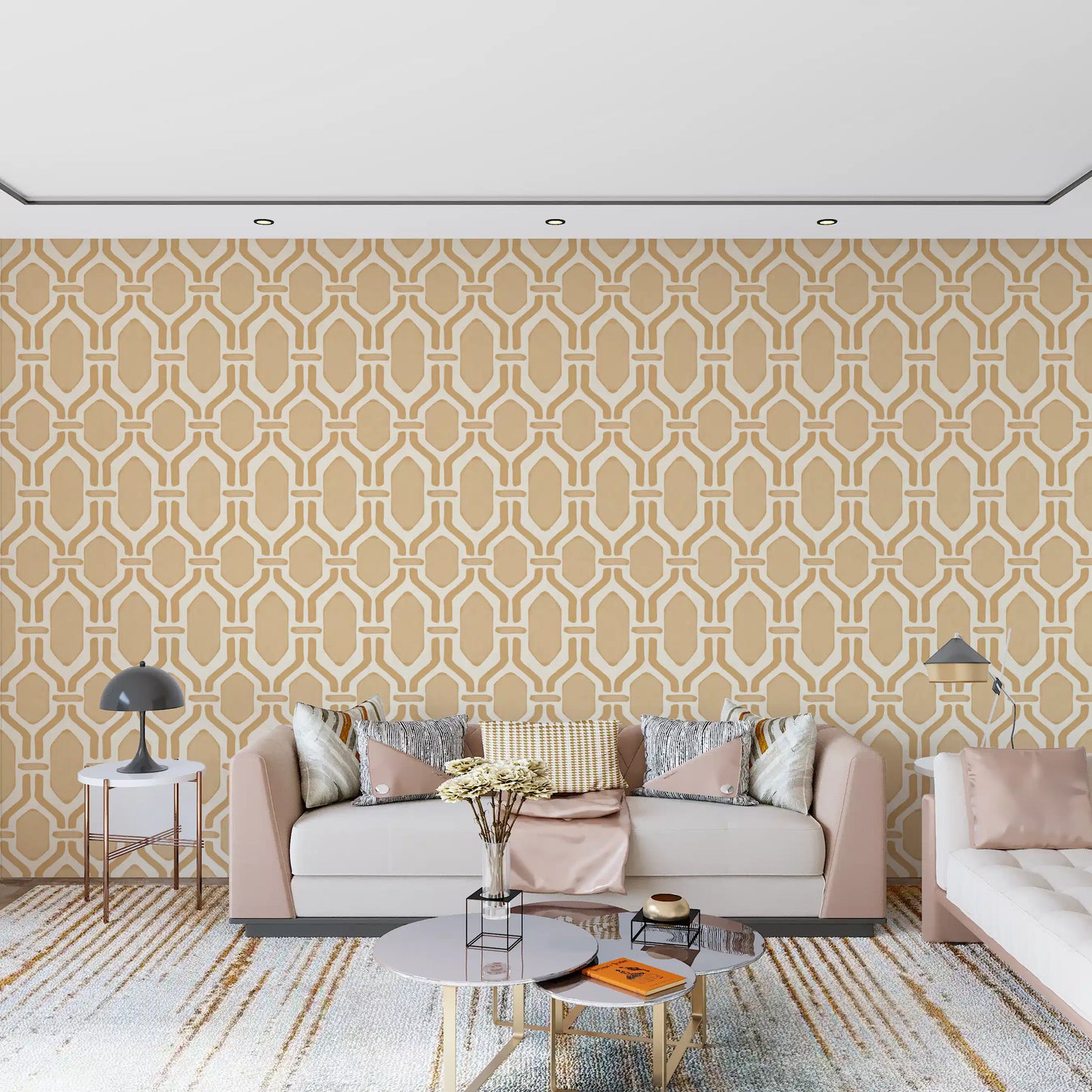Art Deco Trellis Sand Behang