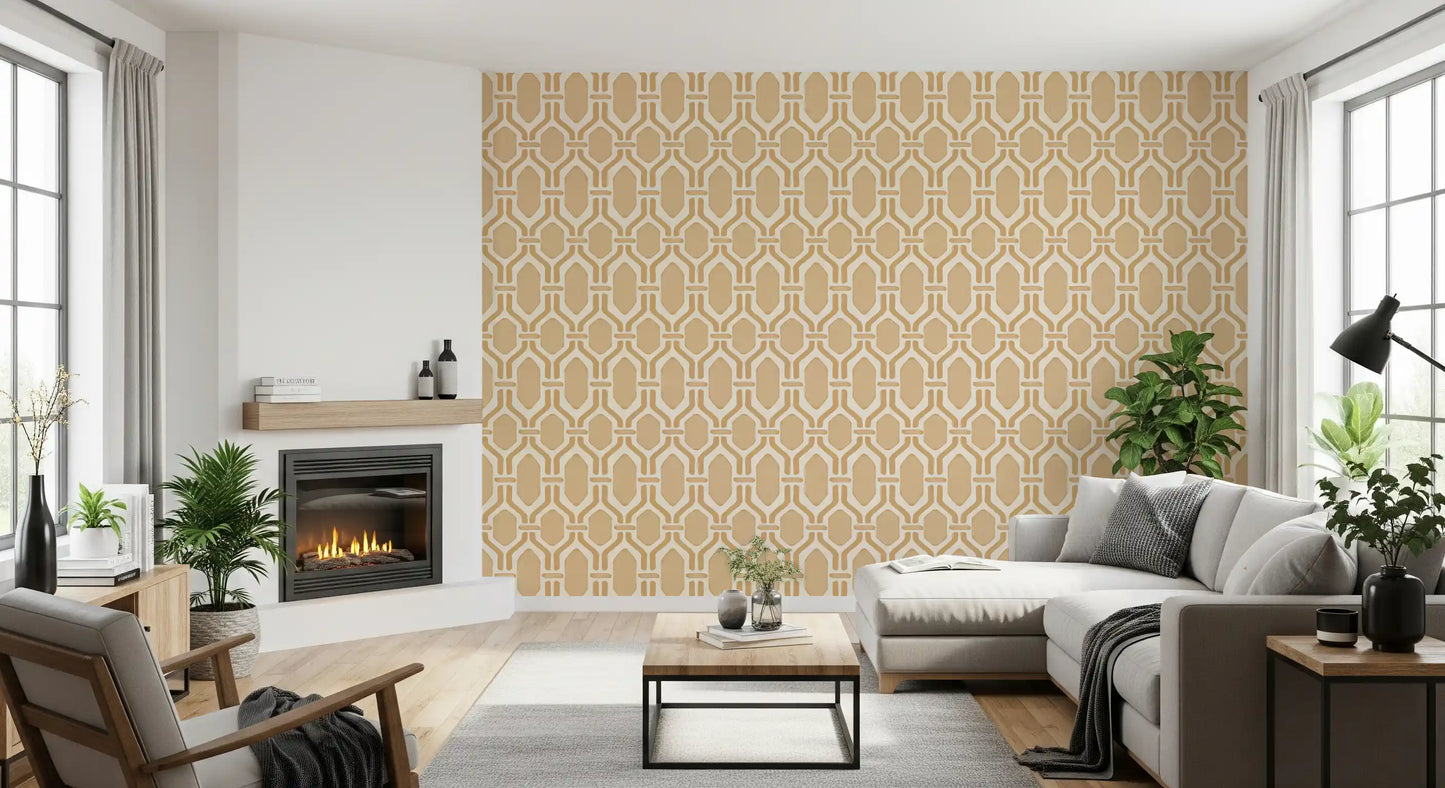Art Deco Trellis Sand Behang