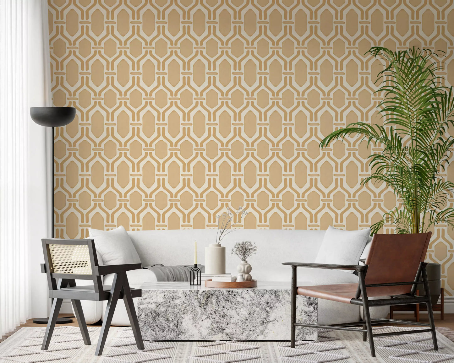 Art Deco Trellis Sand Behang