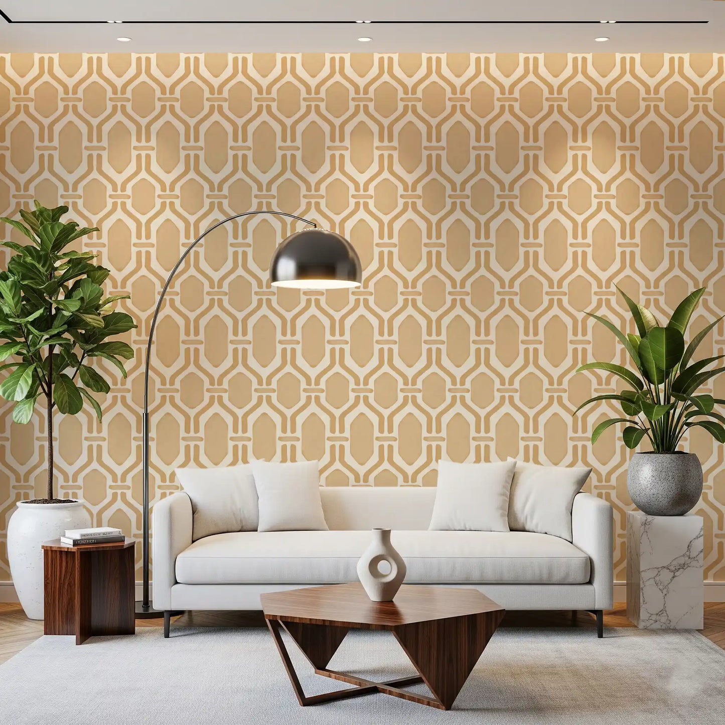 Art Deco Trellis Sand Behang
