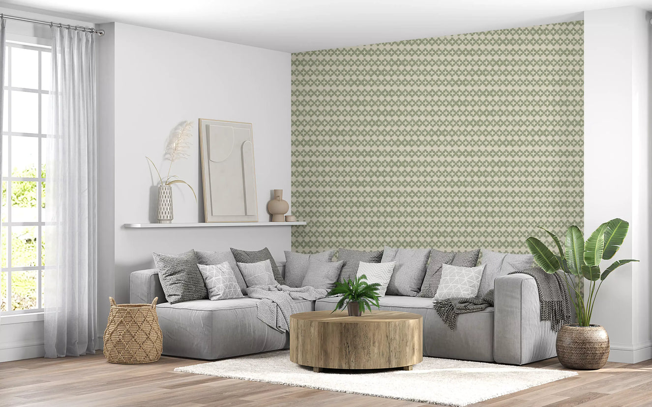 Zellige Kors Ornament Kystgrønn Tapet⁠