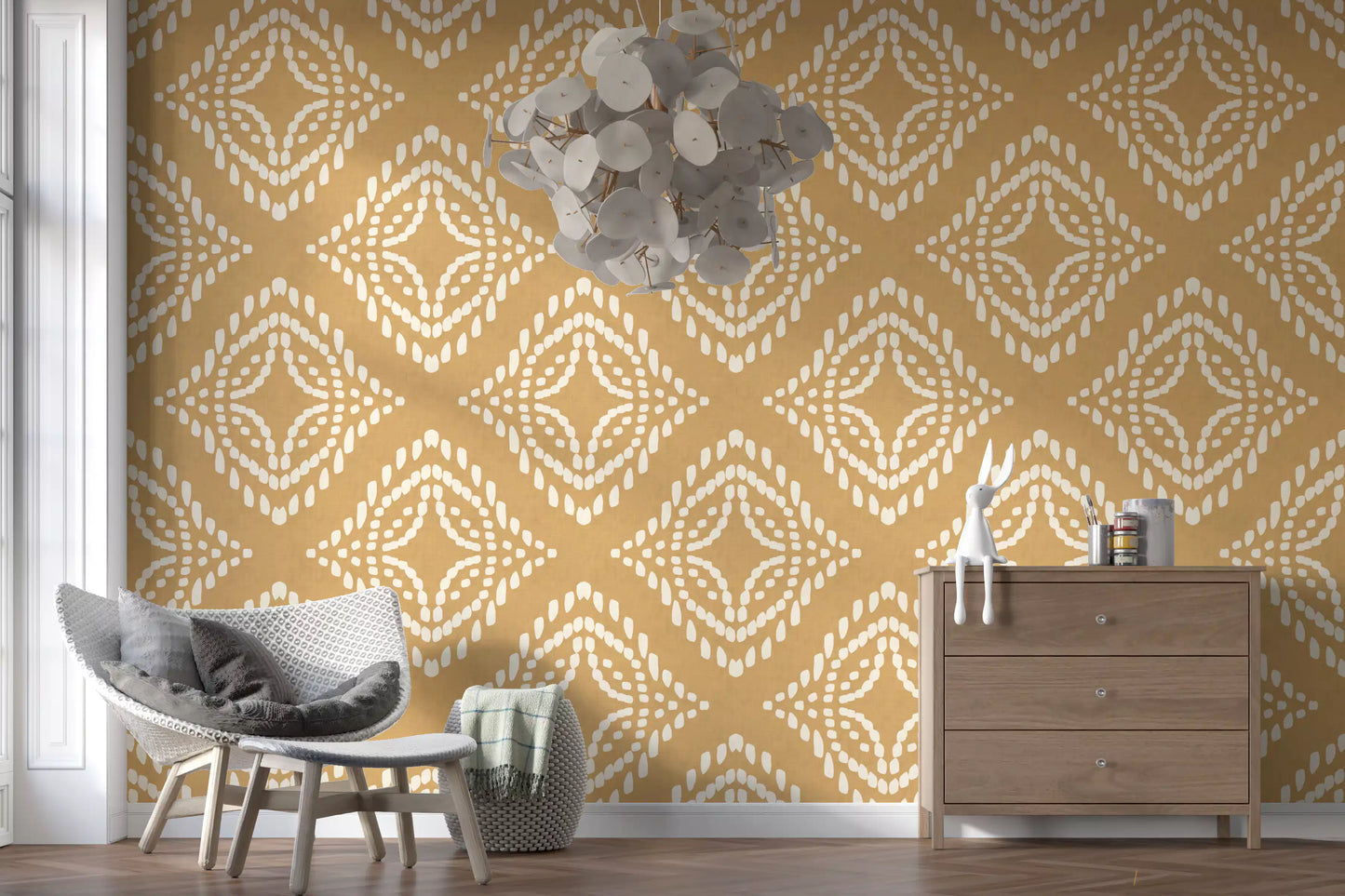 Papier peint toile Ornement à impression au bloc Sable