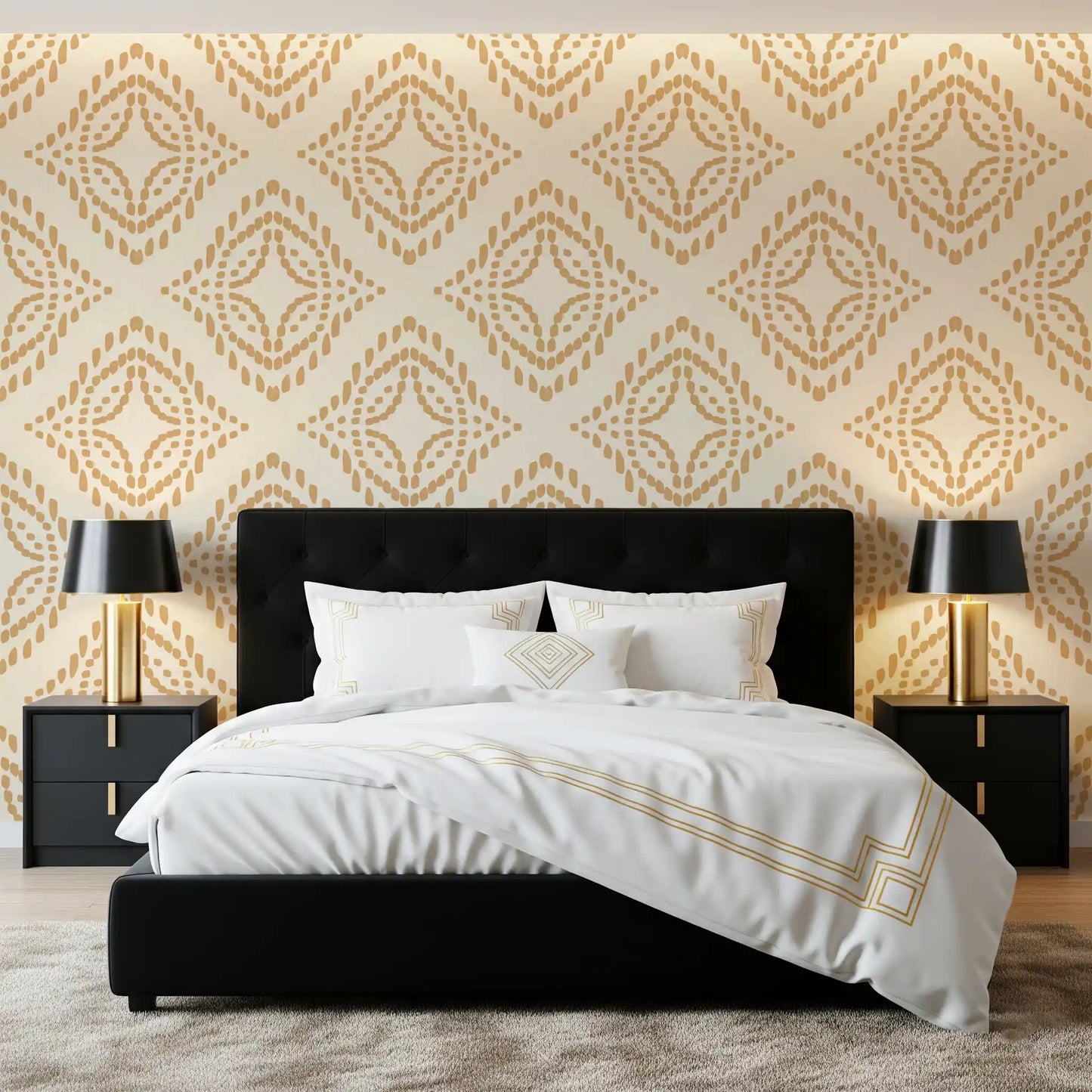 Papier peint Ornement à impression au bloc Sable