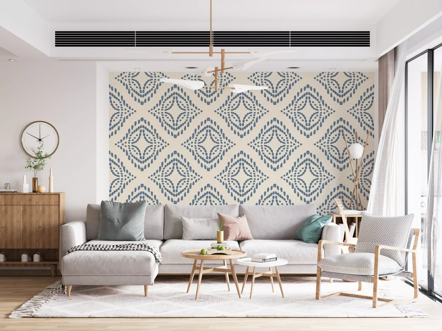 Tapeta Block Print Ornament w kolorze łupkowo-niebieskim