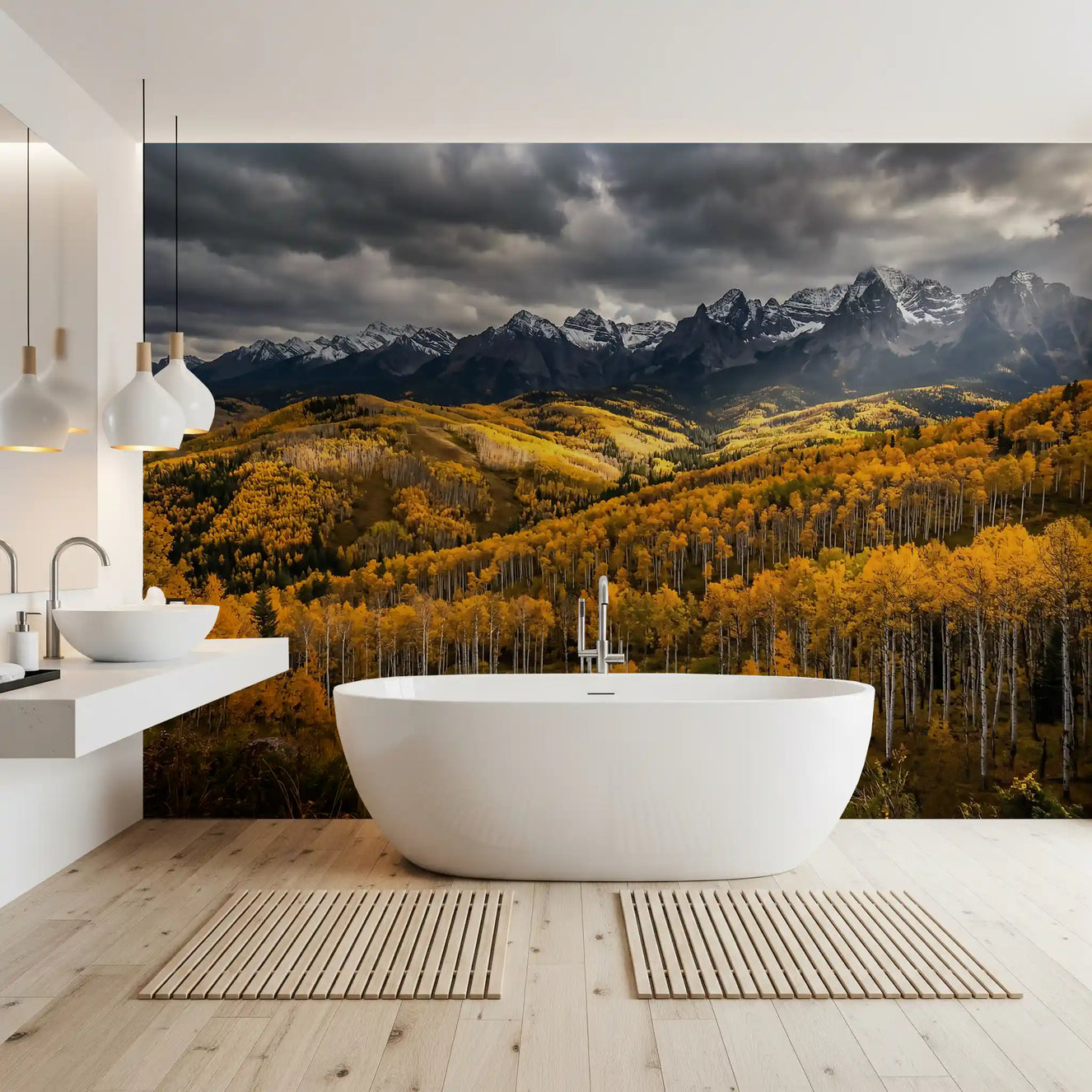 Autumn's Golden Embrace Wall Mural