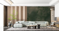 A foggy branch scene in olive and charcoal frames a Hallway wall mural