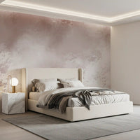 A dreamy veil of cream blossoms calms a quiet bedroom, Gentle Leaf wall mural
