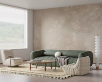 Ethereal misty forest wall mural showing pale blossoms in a beige haze