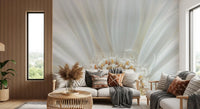 Cream and ivory lead, with gold warming the core of the Petal Radiance wall mural
