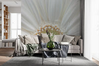 White Petal Radiance wall mural shows a single gerbera filling the whole frame