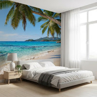 Under the Beach Paradise wall mural, the Bedroom  keeps a calm sea outlook