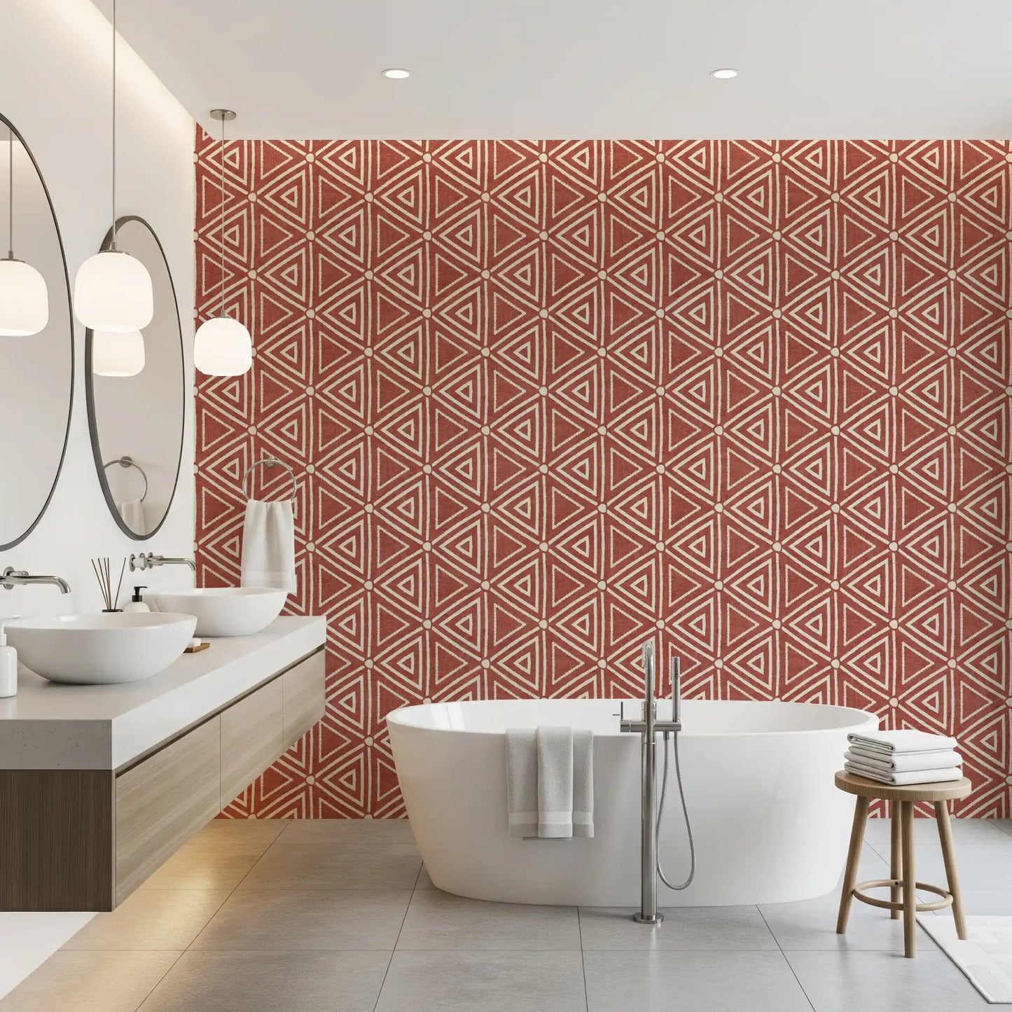 Teksturert Mudcloth geometriske trekanter boho rust terrakotta tapet⁠