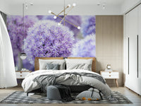 Cool lilac tones reach the bedroom from this Purple Floral Orb wall mural.