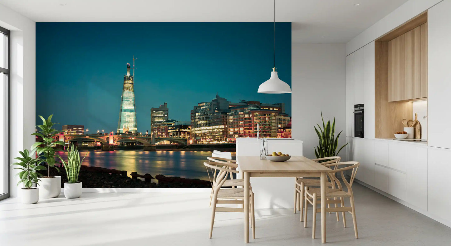 Paysage urbain de Londres : Crépuscule sur la Tamise, fresque murale