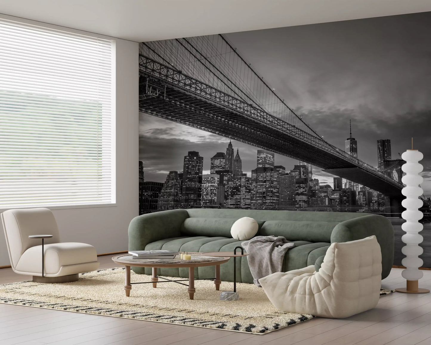 Pont de Brooklyn : Fresque murale monochrome nocturne emblématique de NYC