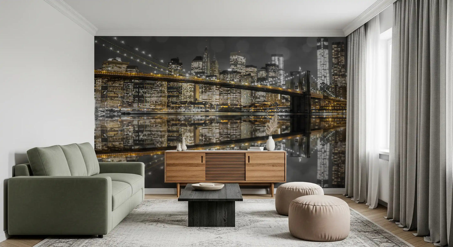 City of Gold & Gray: NYC Natursceneri Vægmaleri