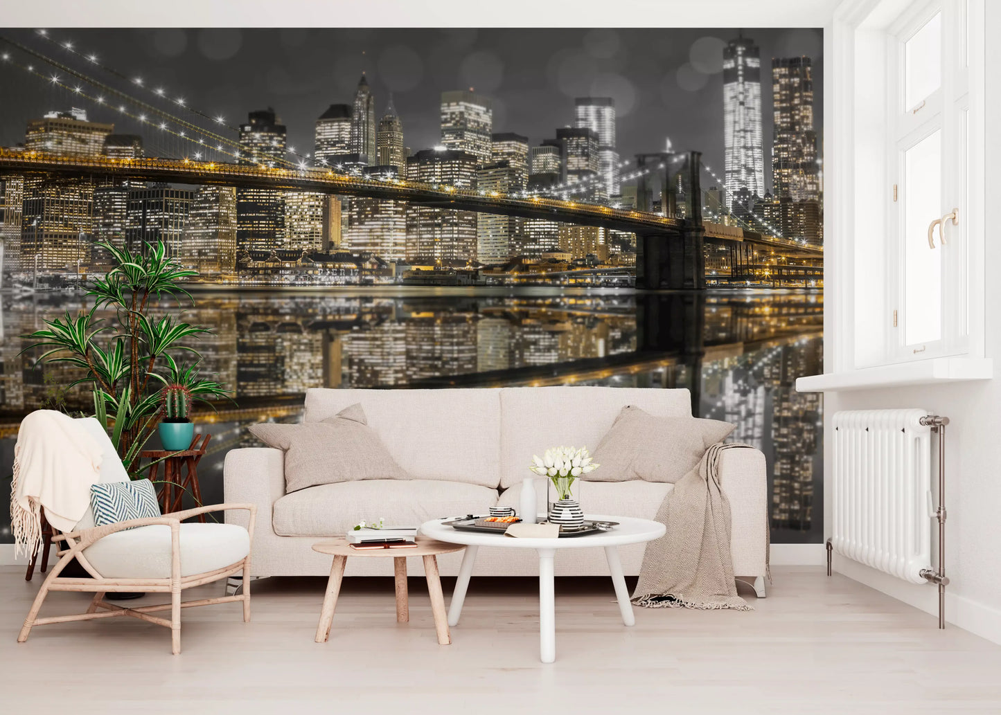 City of Gold & Gray: NYC Natursceneri Vægmaleri