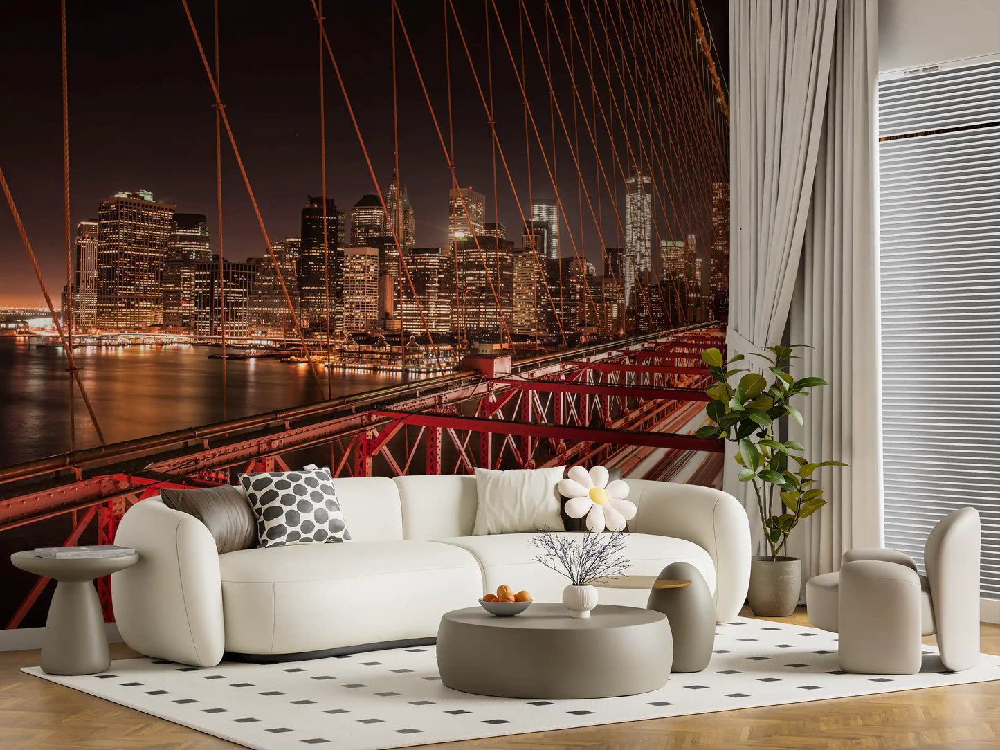 City Pulse: Brooklyn Bridge bei Nacht Wandbild
