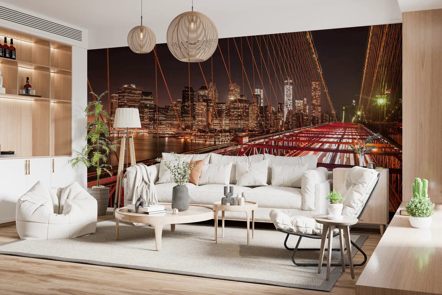 City Pulse: Brooklyn Bridge bei Nacht Wandbild