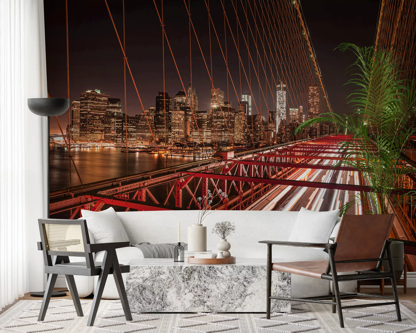 City Pulse: Brooklyn Bridge bei Nacht Wandbild