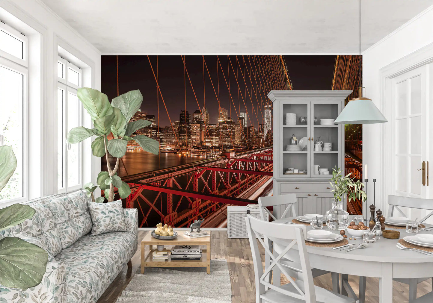 City Pulse: Brooklyn Bridge bei Nacht Wandbild