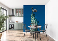 Lady figure of the Liberty Azure Grace wall mural suits a Kitchen and dining areas 