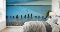 Used in a Bedroom, the Ethereal Coastline wall mural opens to a wide pebble shore.