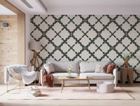 Curving outlines repeat smoothly across the Lattice Trellis Modern wallpaper field