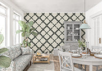 Linen-style finish covers the Textured Lattice Trellis Modern wallpaper surface