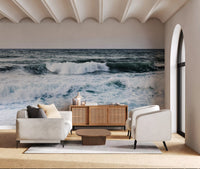 Within the Ocean Scapes Wall Mural churning liquid pushes upward forming sharp crests.