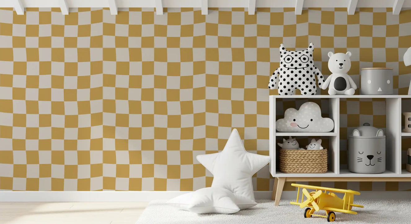 Golden Ripple Checks Tapet