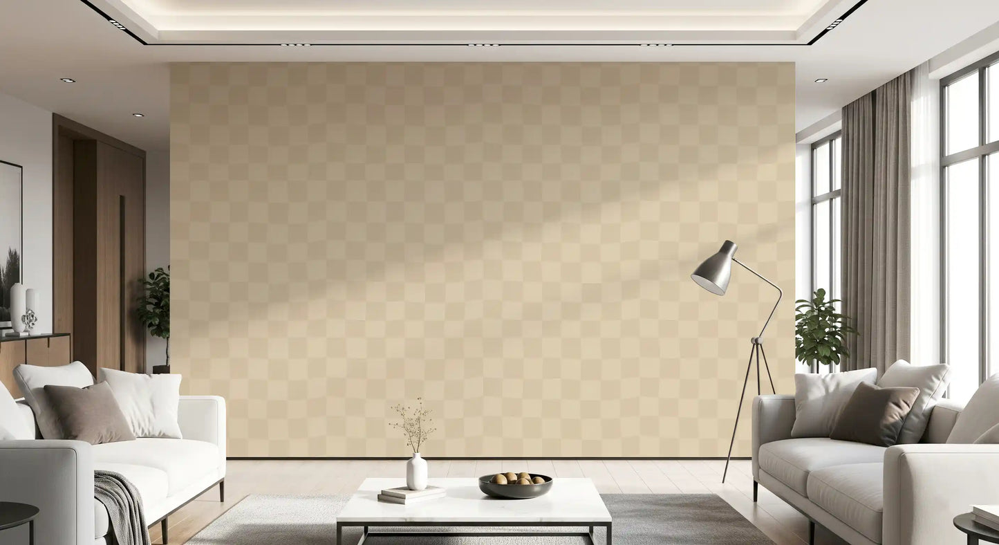 Cafe Latte Golvend Beige Geruit Behang⁠
