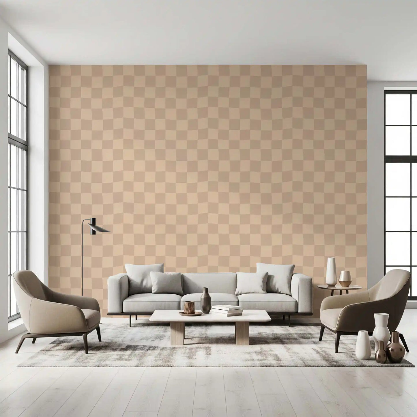 Gedämpfte Wellen-Karo-Tapete
