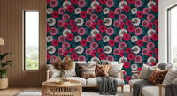 Dark background tones highlight the petals on this white wallpaper.