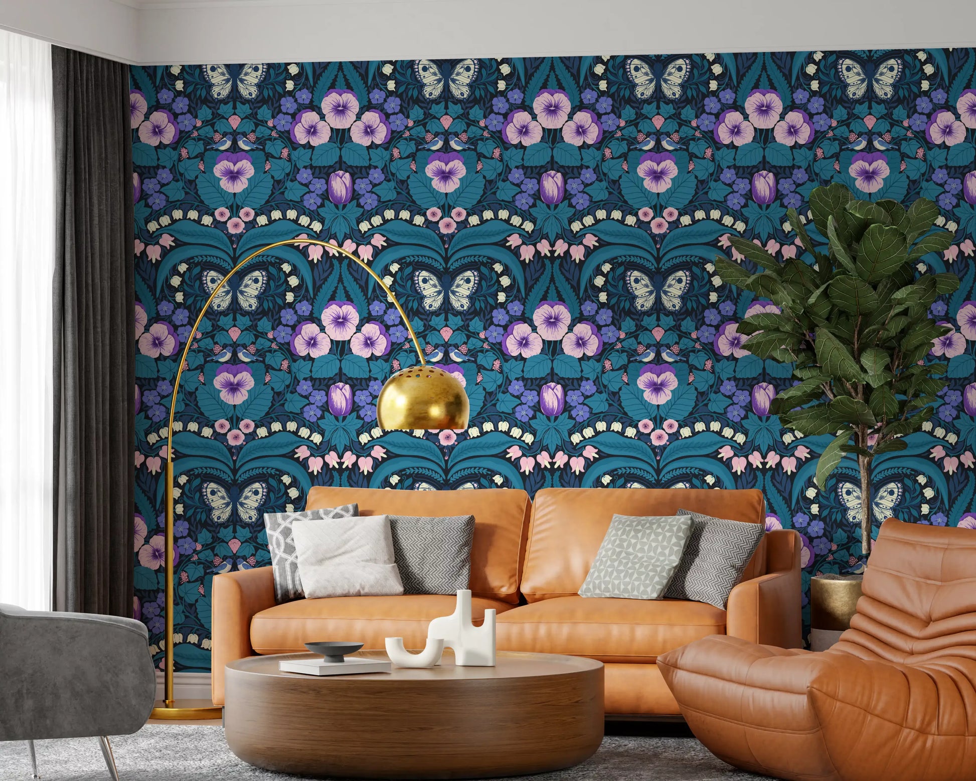 A large winged insect commands attention centrally within our butterflies wallpaper.