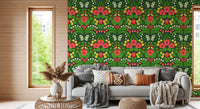 Intricate white moth details highlight the core of this cohesive pansies wallpaper.