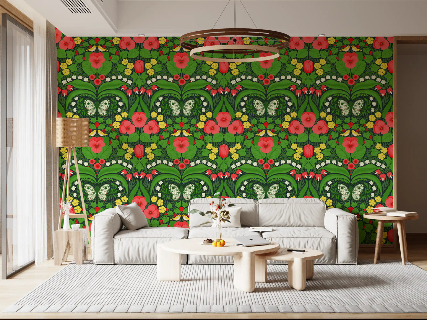 Deep crimson blossoms stand out clearly against the dark charcoal garden wallpaper.