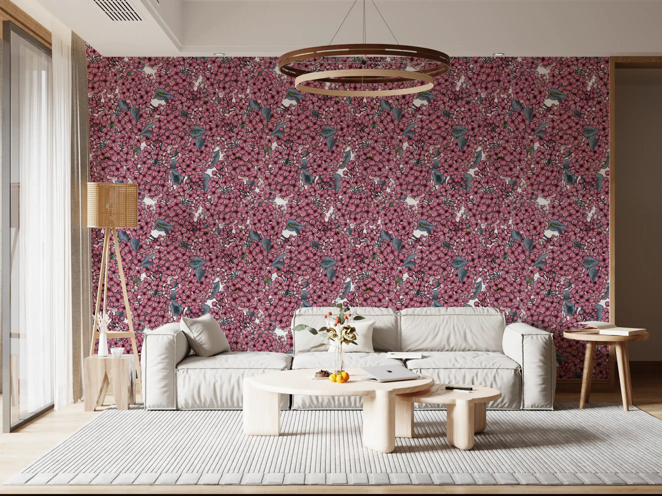 Papier peint jardin Lilas rose